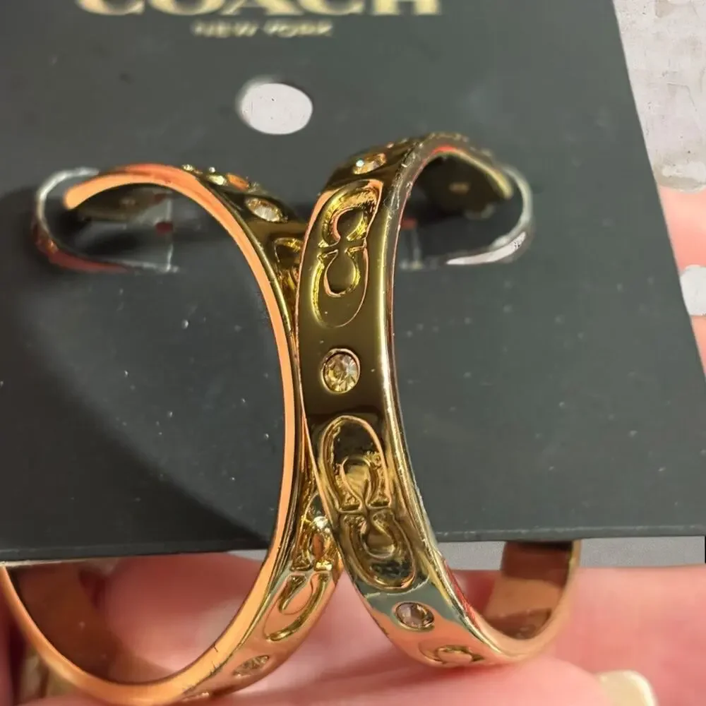 NEW Coach Gold Hoop Earrings - Picture 4 of 4